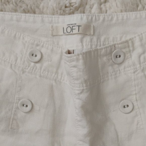 LOFT Cream Button-Detail Trousers - Picture 1 of 6